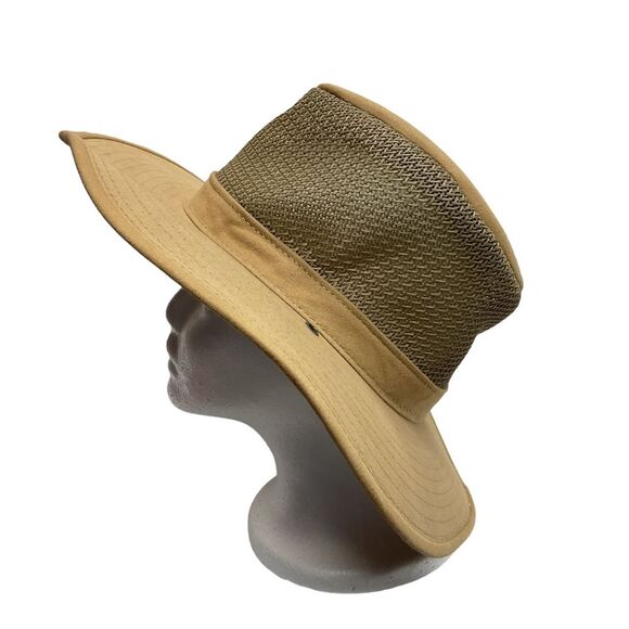 Orvis Men's‎ Wide Rim Safari Panama Hat Mesh Khaki Tan Small Western Cowboy - Picture 2 of 10